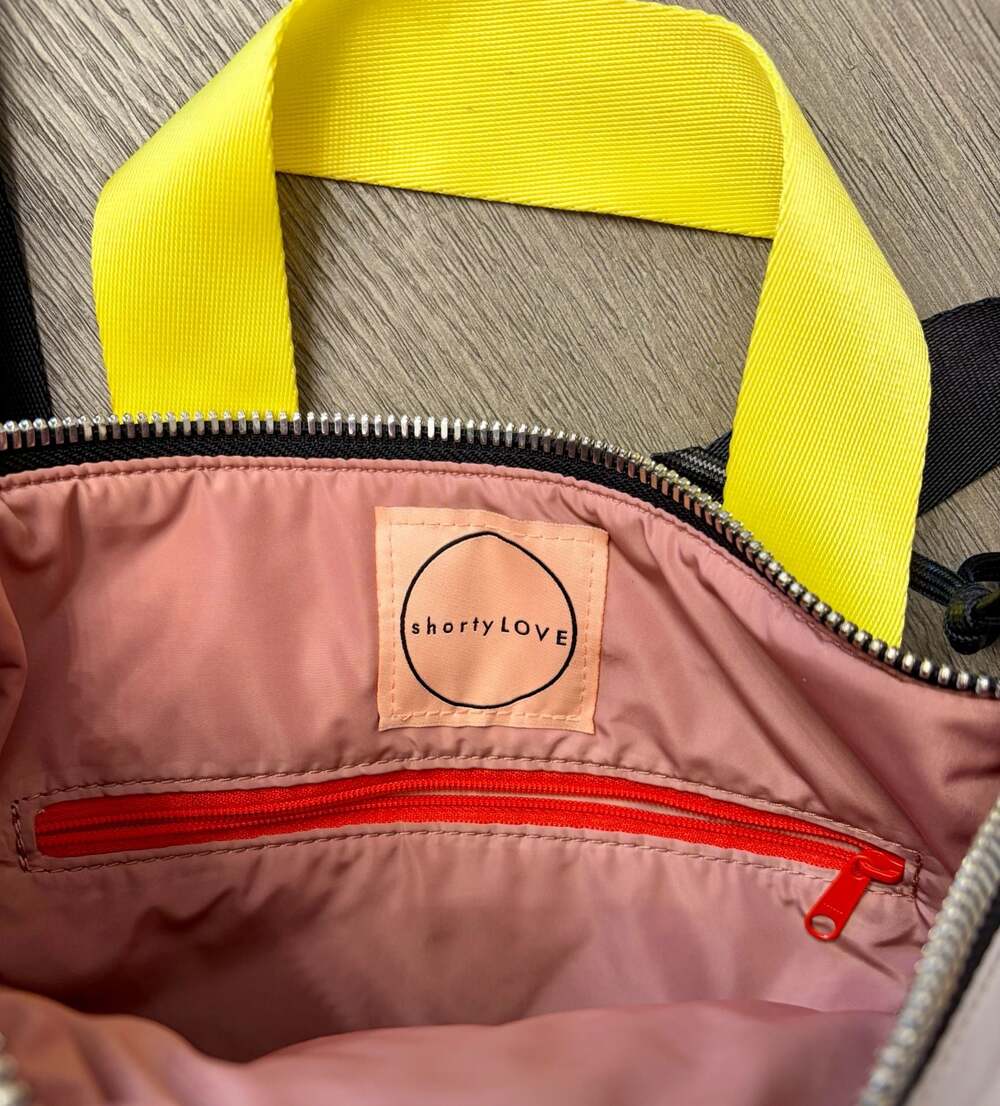 shortyLOVE Amuse Medium Crossbody Bag in Grey with Yellow Handle - Picture 8 of 9